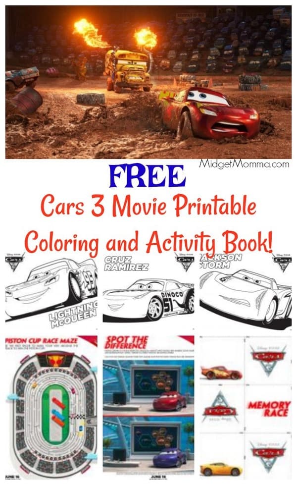 FREE Cars 3 Movie Printable Coloring Pages and Activity Book! • MidgetMomma