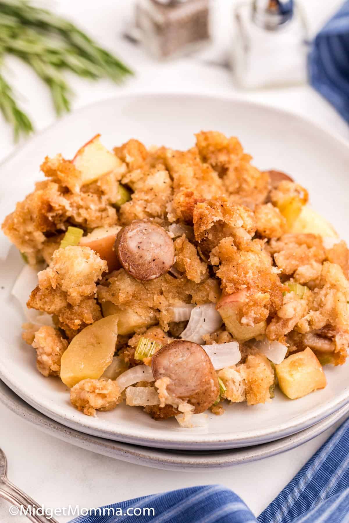 serving of sausage apple stuffing on a plate