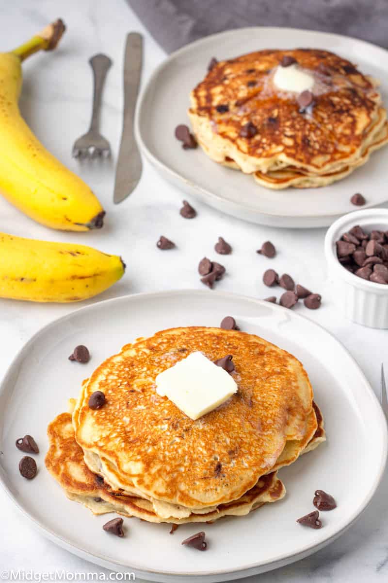 Banana chocolate chip pancakes