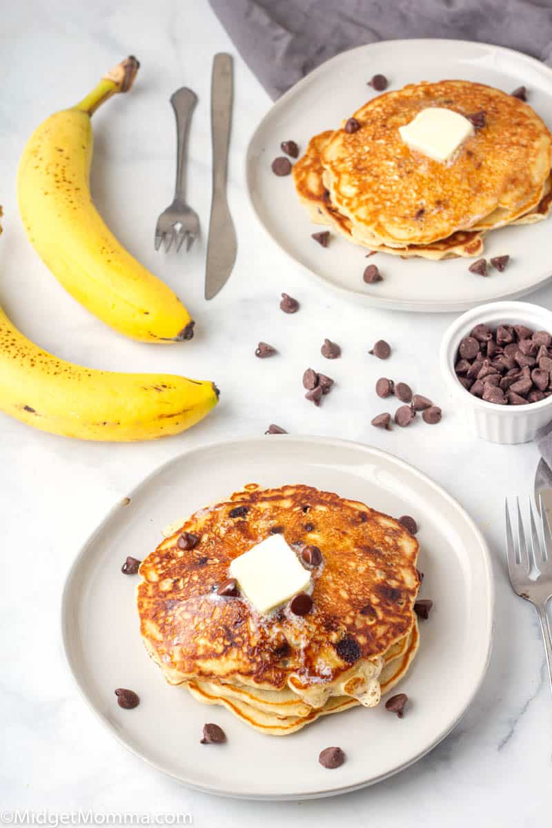 Banana chocolate chip pancakes