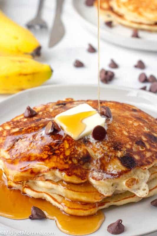 Banana Chocolate Chip Pancakes • MidgetMomma
