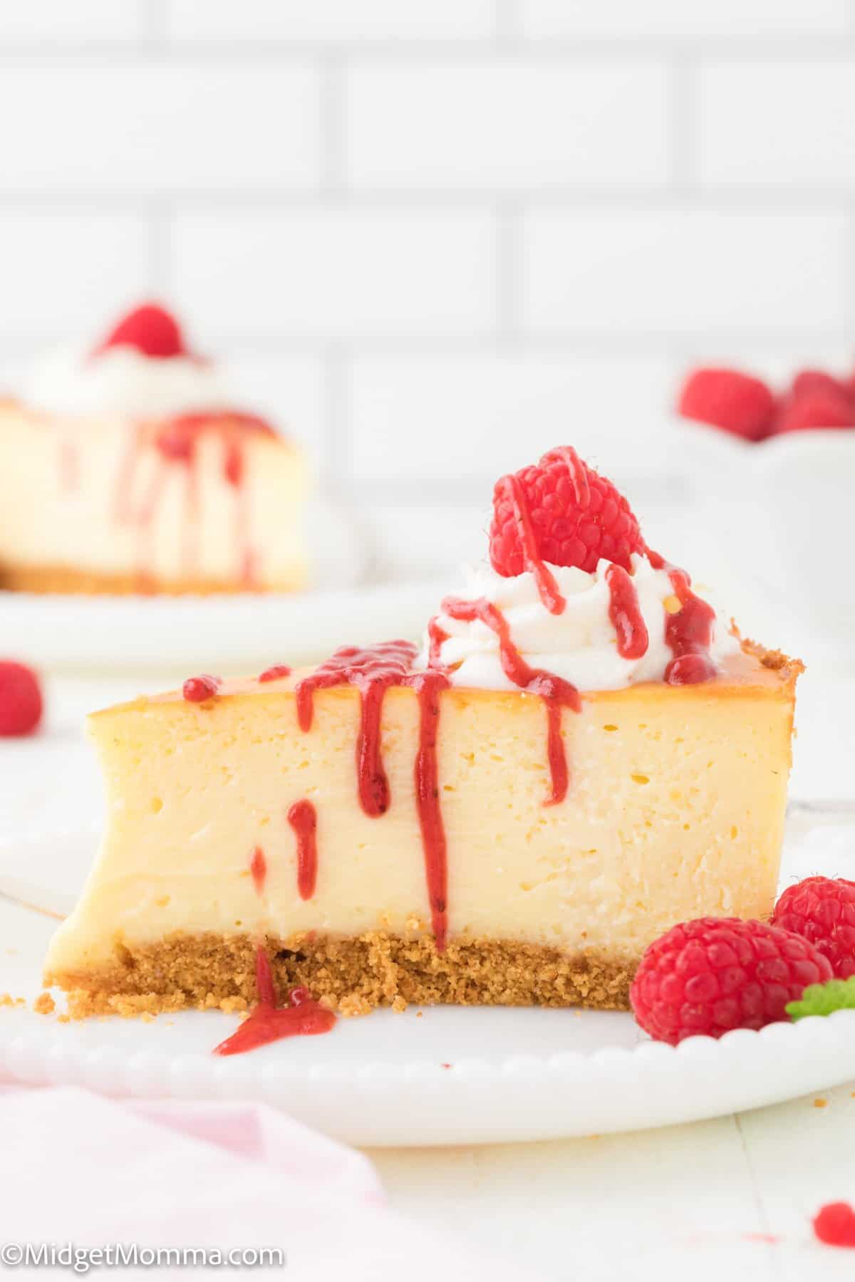 slice of New York Cheesecake Recipe on a plate