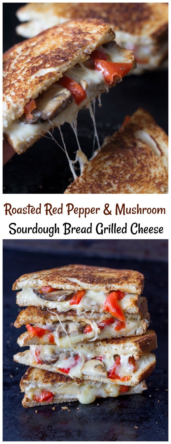 Provolone Grilled Cheese with Roasted Red Pepper & Mushrooms