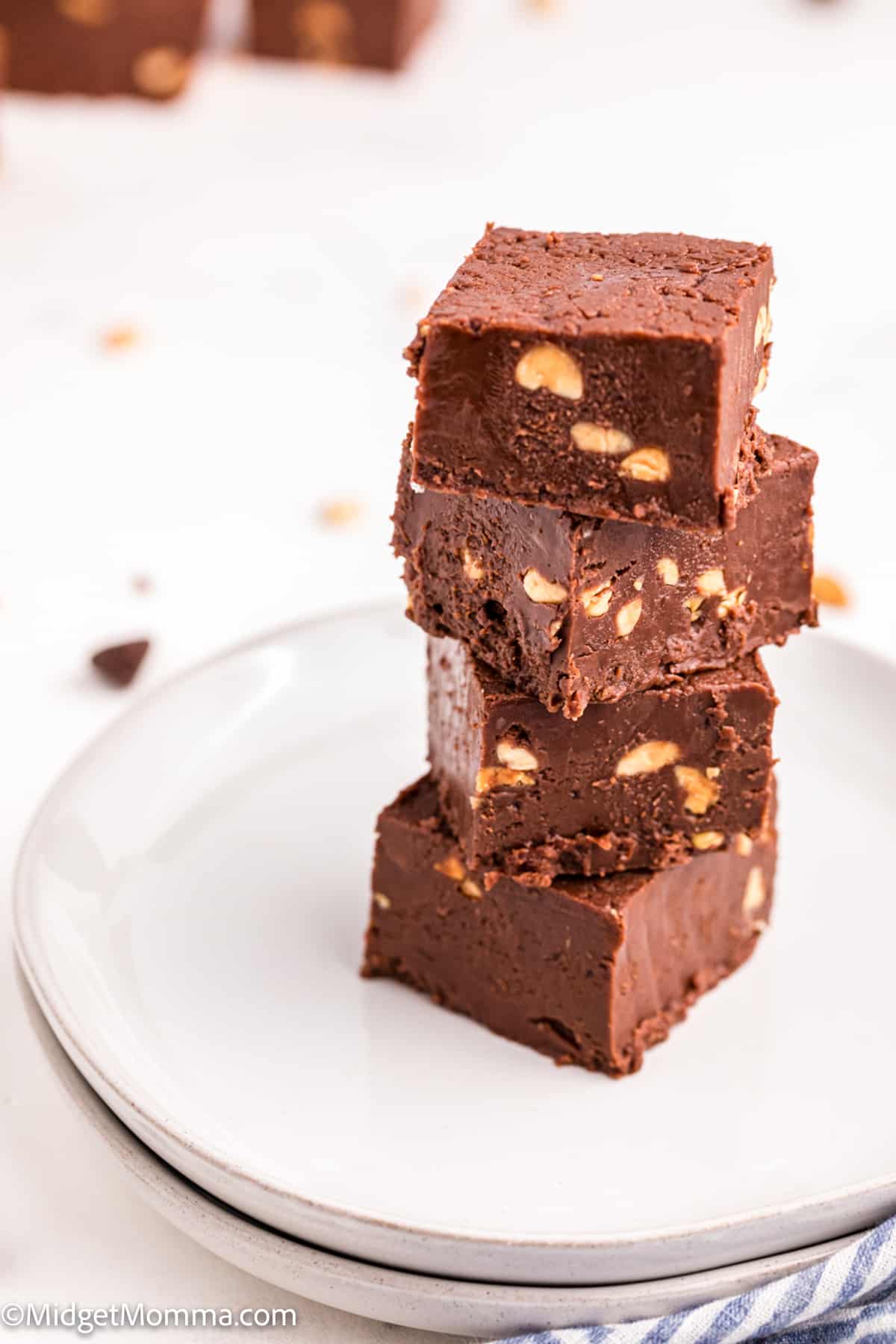 stack of Marshmallow Fluff Fudge on a plate