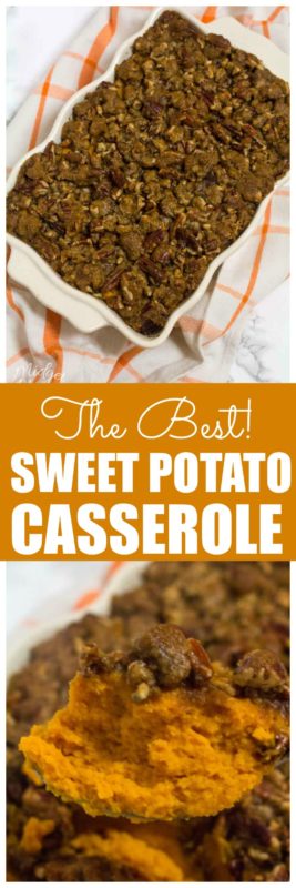 The Best Sweet Potato Casserole. This sweet potato casserole has the most amazing pecan and brown sugar topping. Sweet Potato casserole made with fresh sweet potatoes is perfect for any holiday meal. This is our favorite sweet potato side dish. #SweetPotato #SweetPotatoSideDish #Thanksgiving The Best Sweet Potato Casserole. This sweet potato casserole has the most amazing pecan and brown sugar topping. Sweet Potato casserole made with fresh sweet potatoes is perfect for any holiday meal. This is our favorite sweet potato side dish. #SweetPotato #SweetPotatoSideDish #Thanksgiving