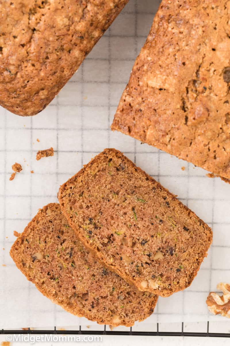 over head shot Walnut Zucchini Bread Recipe