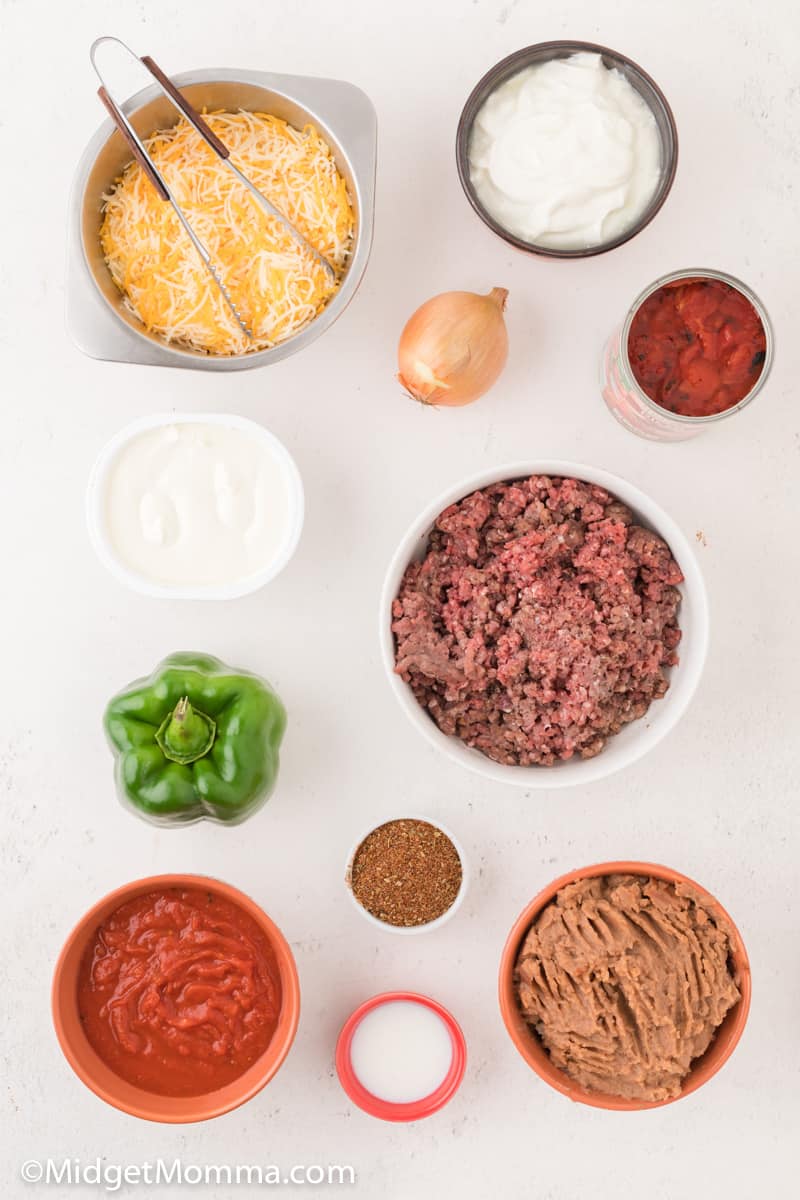 Cheesy Baked Taco Dip ingredients