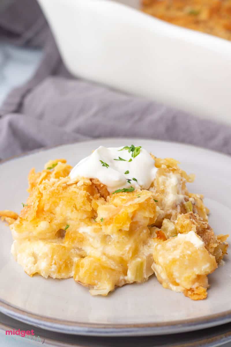 Cheesy Potato Casserole on a plate