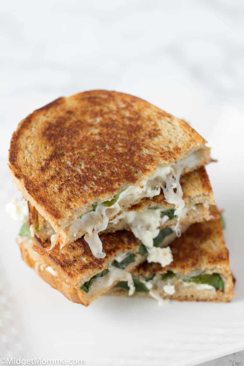 Spinach, Feta & Mozzarella Grilled Cheese Sandwich on Rye bread