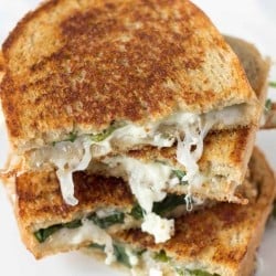 Spinach, Feta & Mozzarella Grilled Cheese Sandwich on Rye bread