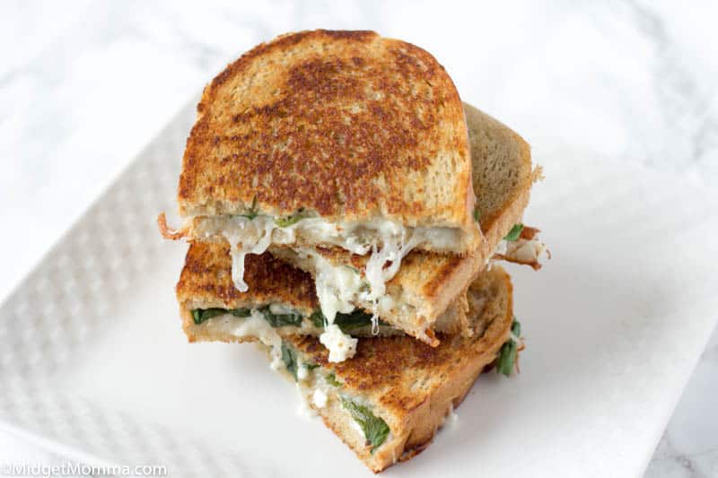 Spinach, Feta & Mozzarella Grilled Cheese Sandwich on Rye bread