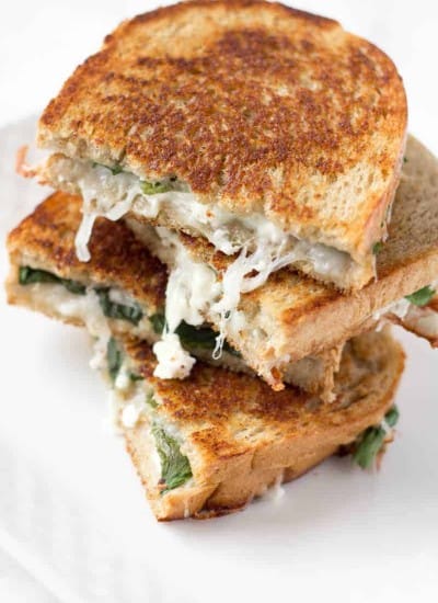 Spinach, Feta & Mozzarella Grilled Cheese Sandwich on Rye bread