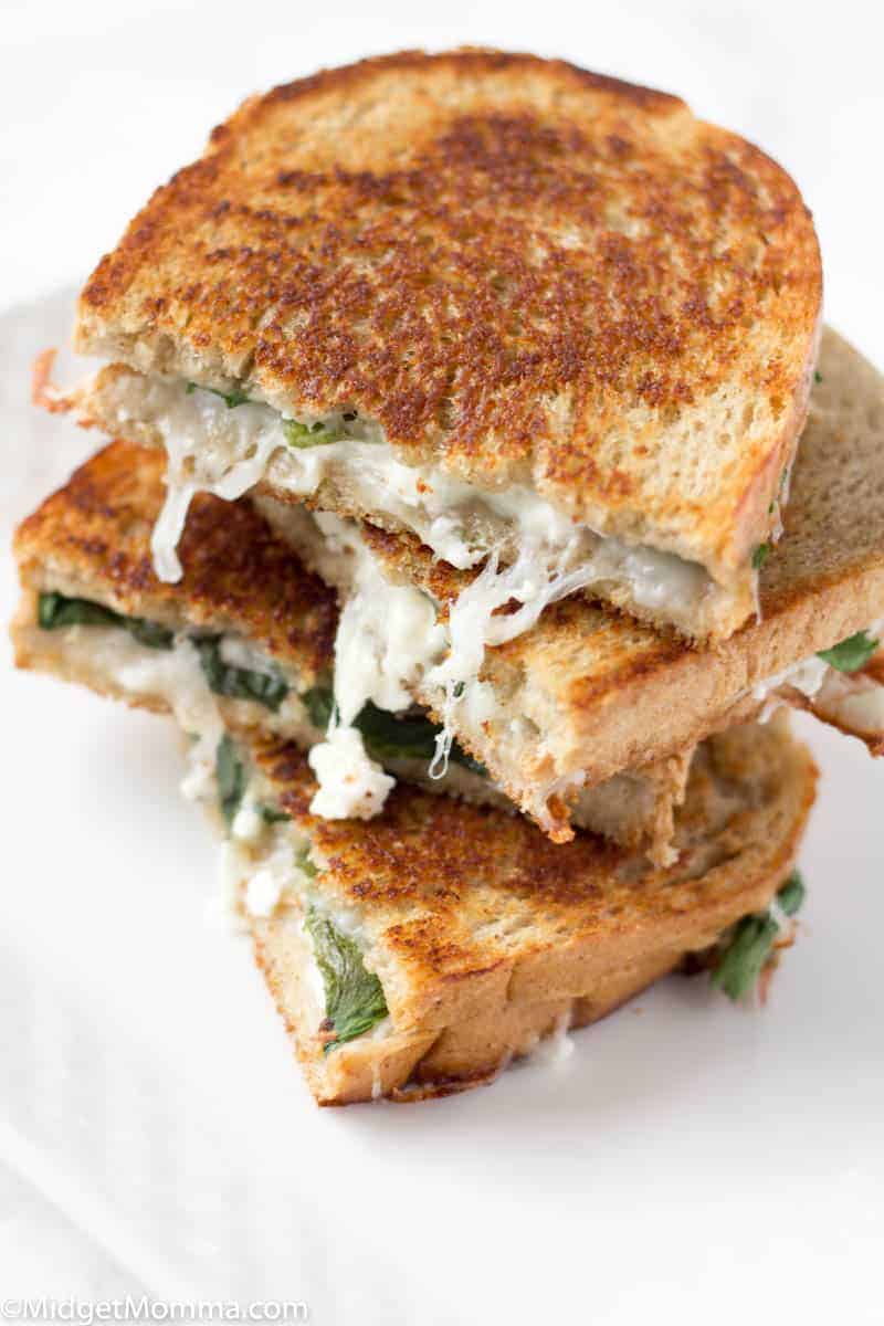 Spinach, Feta & Mozzarella Grilled Cheese Sandwich on Rye bread