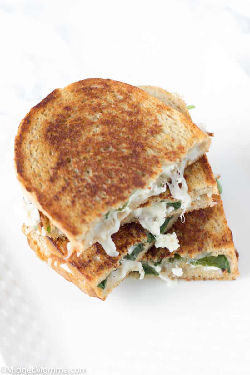 Spinach, Feta & Mozzarella Grilled Cheese Sandwich on Rye bread