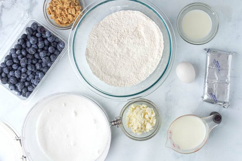 White Chocolate Blueberry Cheesecake Pancakes ingredients