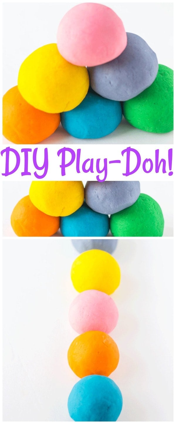 This homemade playdough is so much fun to make with the kids! The kids will love making this diy playdough in the colors that they pick! #playdough #diy #craftsforkids