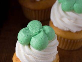 Vanilla cupcakes with irish cream cupcakes