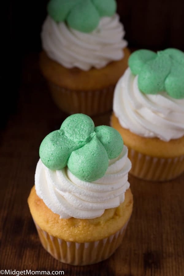 Vanilla cupcakes with irish cream cupcakes