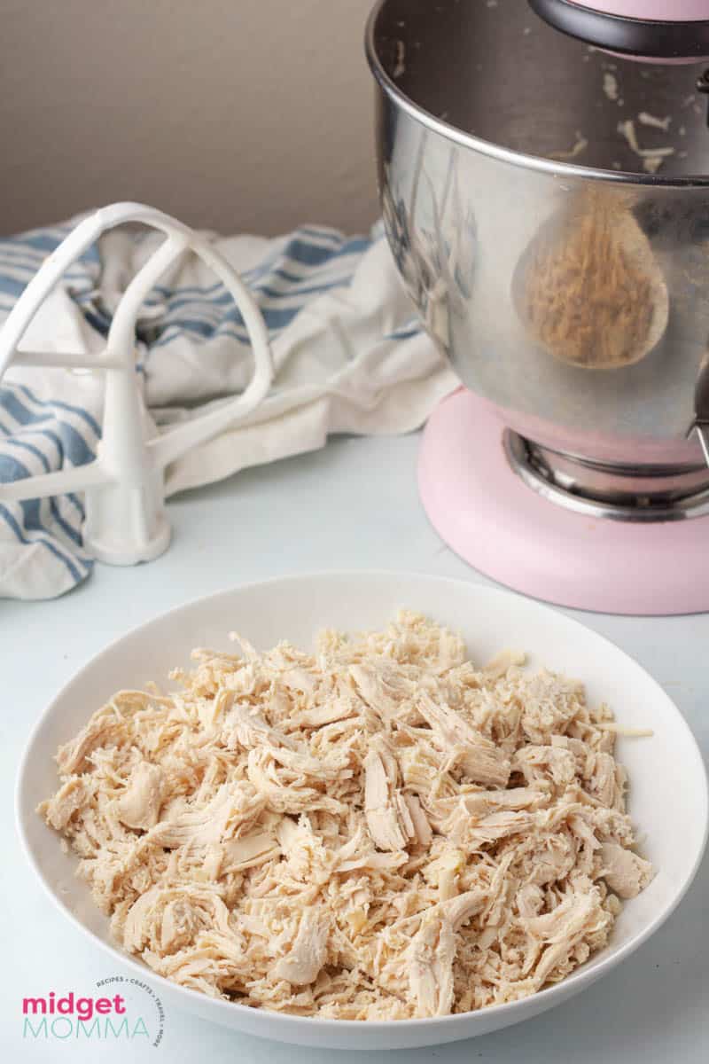 Bowl of shredded chicken