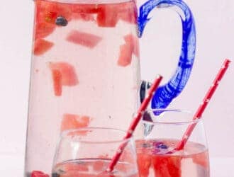 Fruit Infused water in a glass pitcher