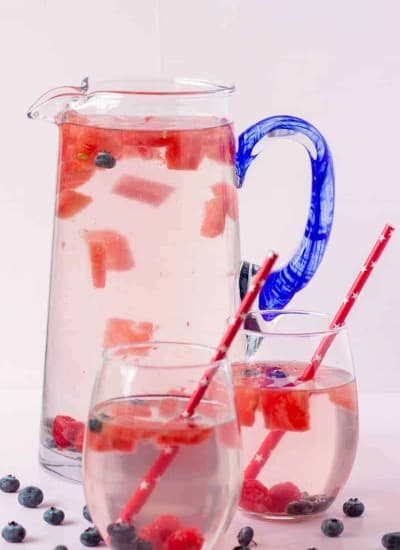 Fruit Infused water in a glass pitcher