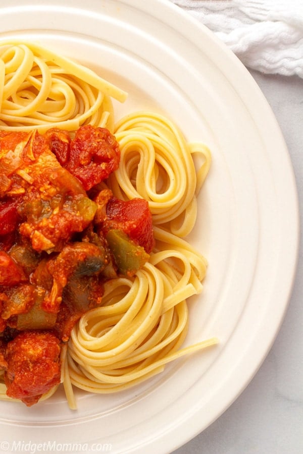 Chicken Cacciatore over pasta