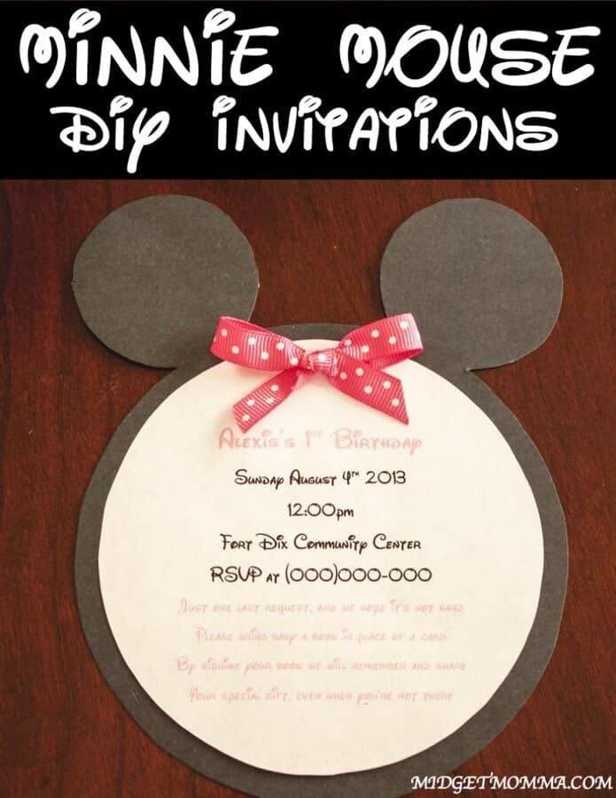 DIY Minnie Mouse Digital Invitation for Minnie Mouse Birthday polka dots with bow and Minnie ear
