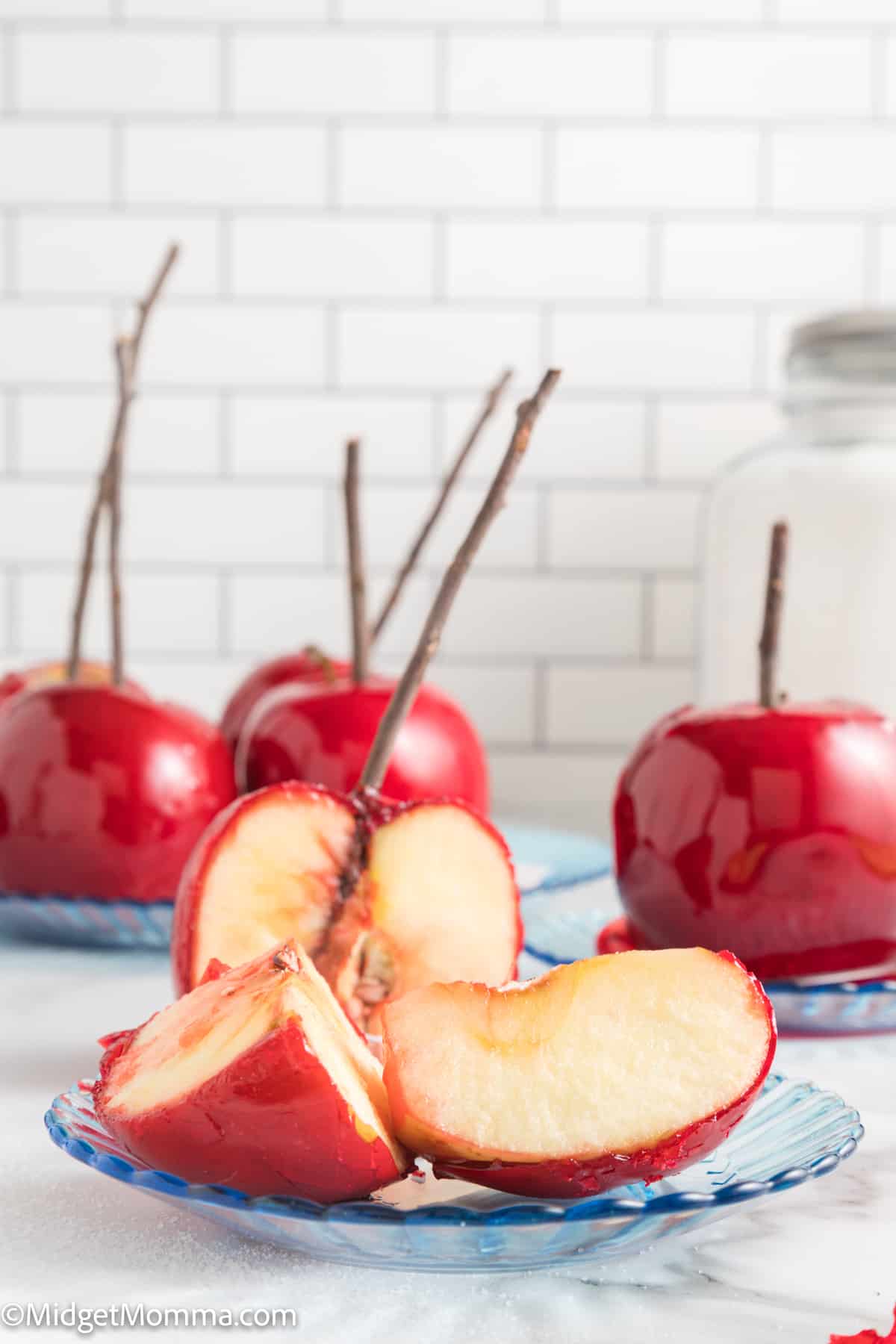 Candy apple cut into slices