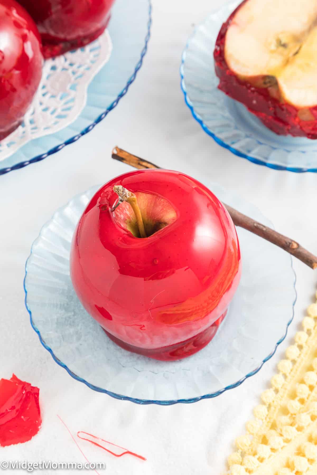 candy apple on a plate
