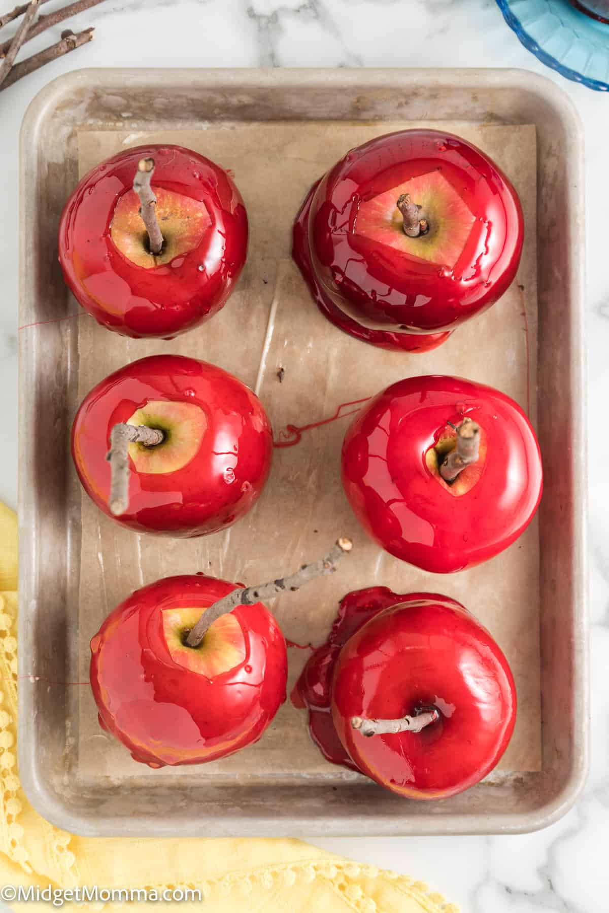 overhead photo of Easy Candy Apples Recipe made 