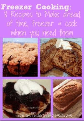 Freezer Cooking: Breakfast foods - save time by cooking in advanced and putting them in the freezer and pulling out what you need for breakfast