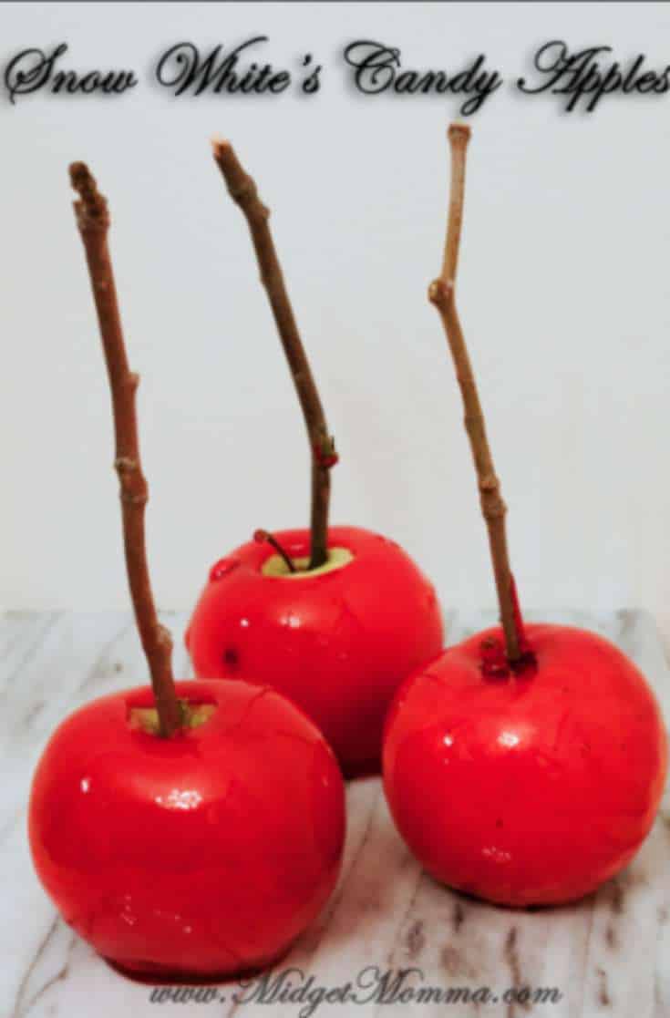 These Snow White's Candy Apples Recipe are sweet Halloween treat that even snow white herself would have a hard time to turn down.