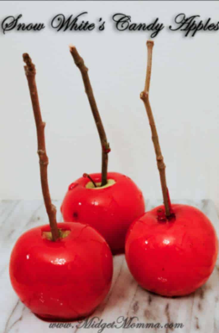 These Snow White's Candy Apples Recipe are sweet Halloween treat that even snow white herself would have a hard time to turn down.