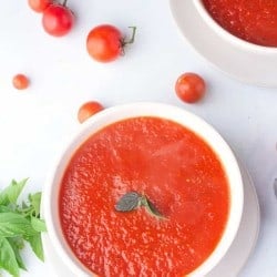 Homemade tomato soup with fresh tomatoes
