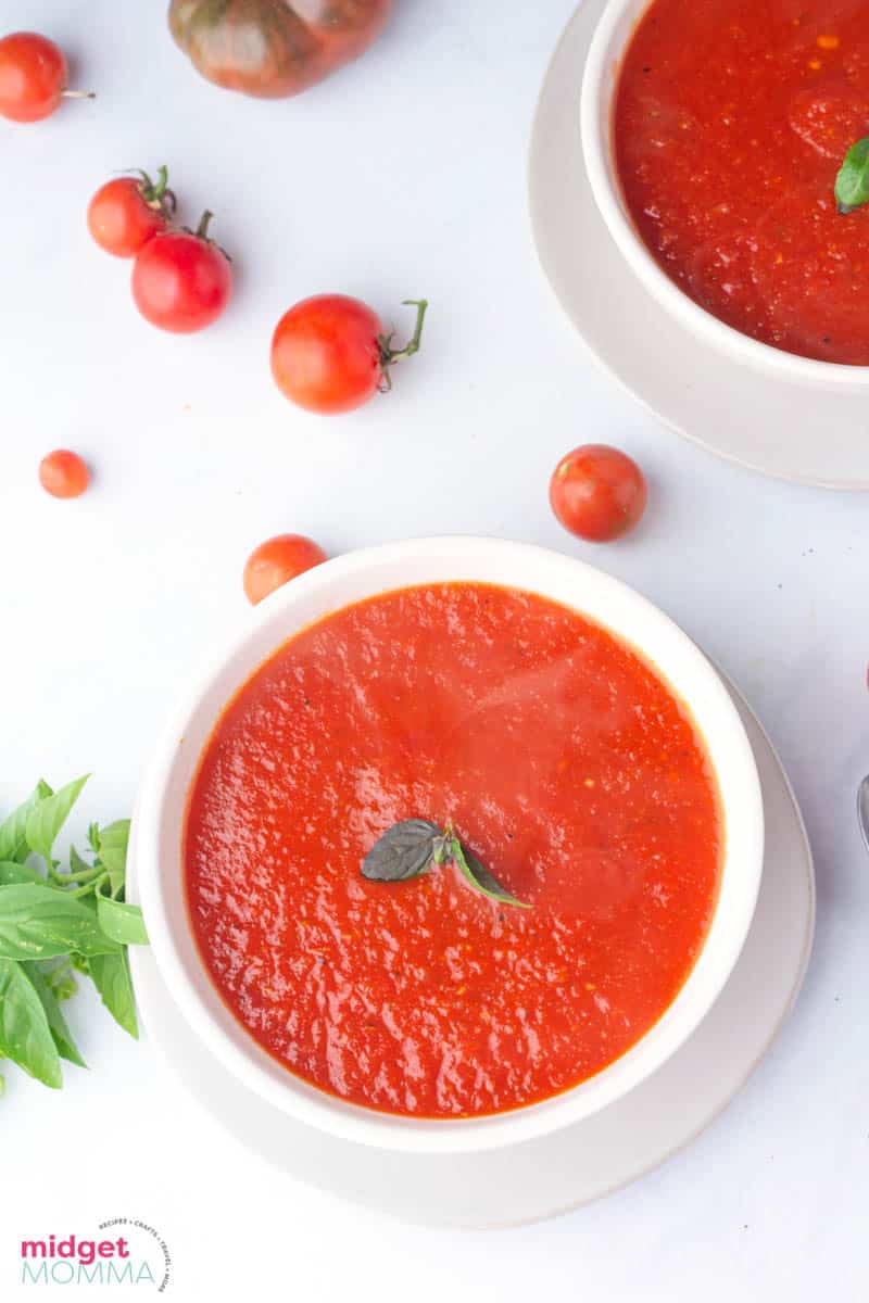 Homemade tomato soup with fresh tomatoes