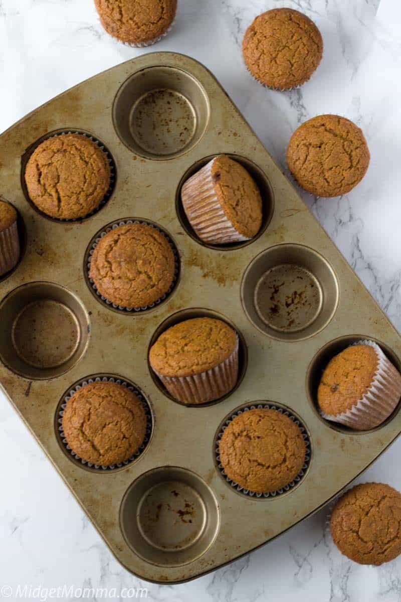 Whole Wheat Pumpkin muffins in a muffin tin