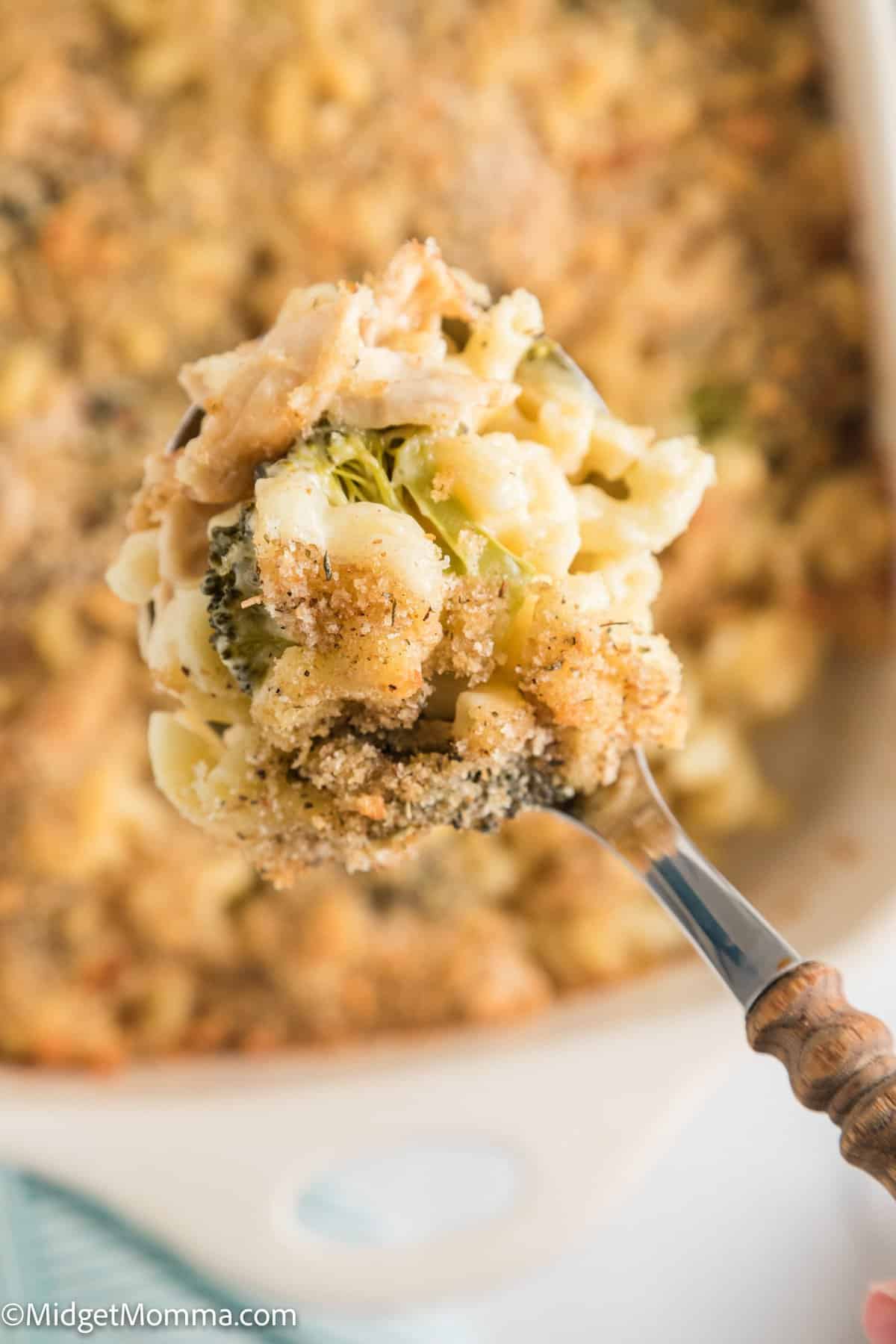 spoonful of Broccoli Chicken Mac and Cheese