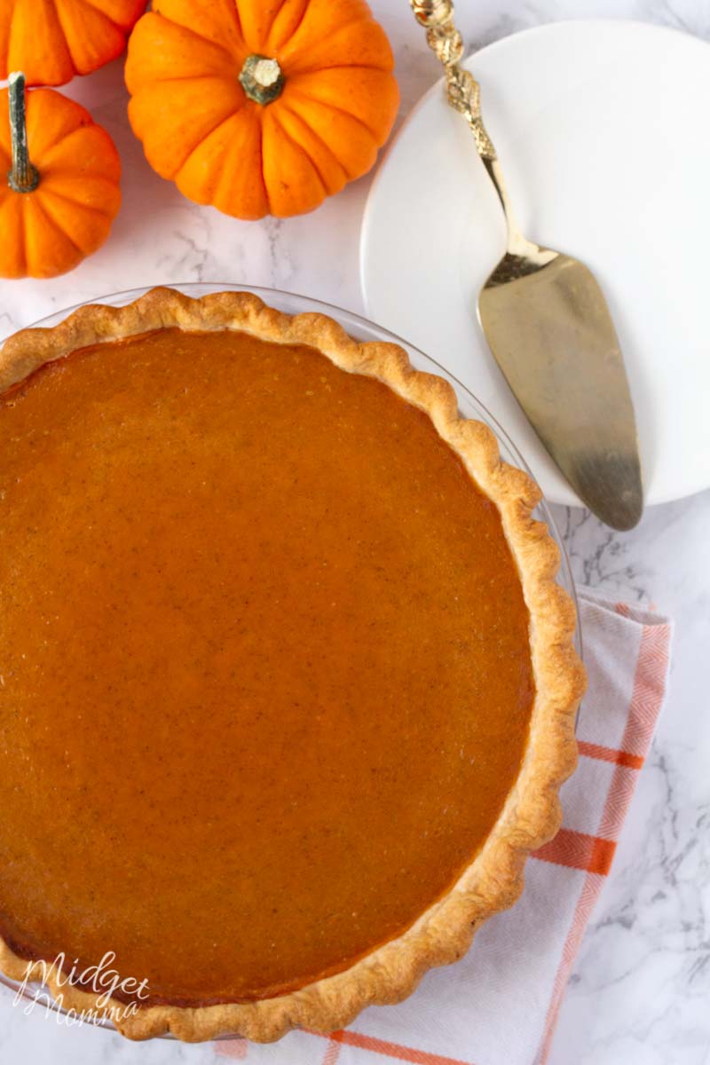 homemade pumpkin pie in a pie dish