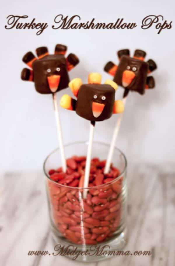 Turkey Marshmallow Pops. These Turkey Marshmallow Pops are super cute to make for Thanksgiving and easy too! The kids will love Turkey Marshmallow Pops
