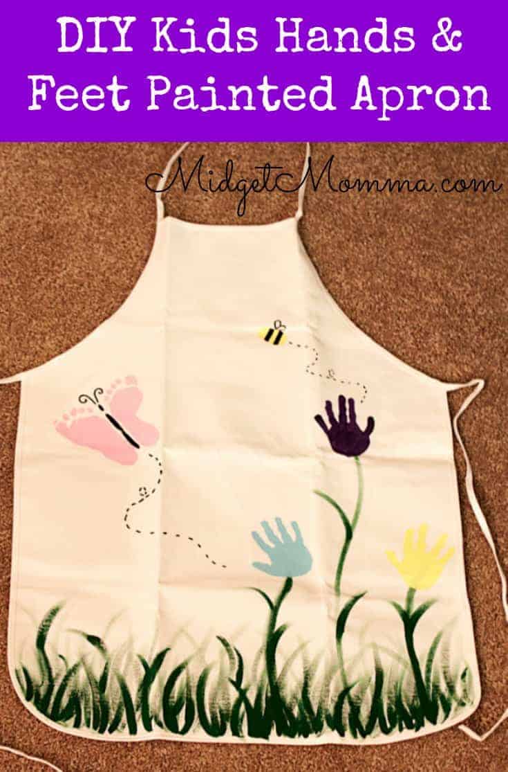 Kids Foot Print and Hand Prints Flower garden Apron