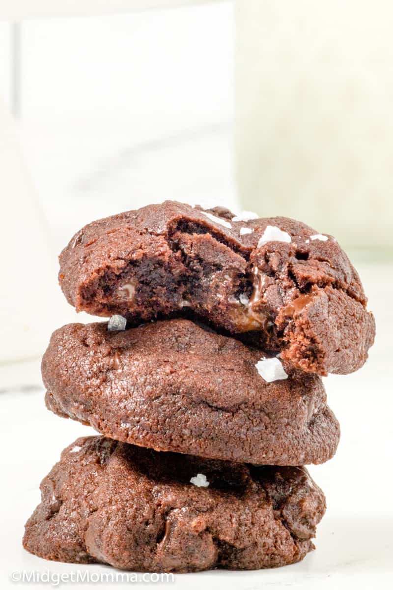 Salted Caramel Stuffed Double Chocolate Cookies