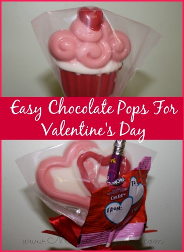 Easy Chocolate Pops For Valentine's Day are simple and they look great. You just need to heat up some different color white chocolate and mold it.