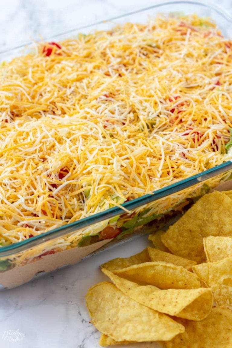 Easy Layered Taco Dip with Meat, Cheese & Special Sauce