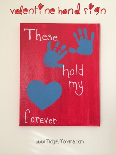 Homemade Valentine Hand Sign With Kids hands