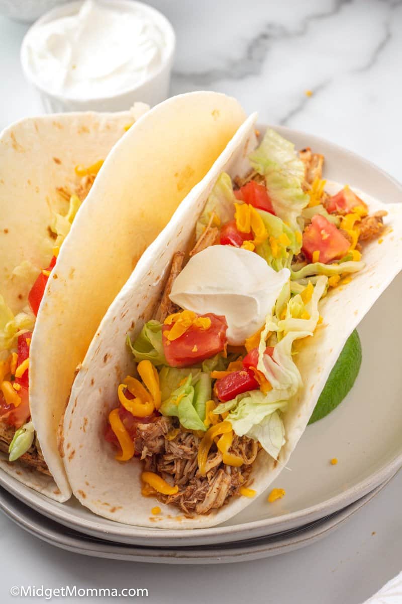 Slow Cooker Chicken Tacos on a plate