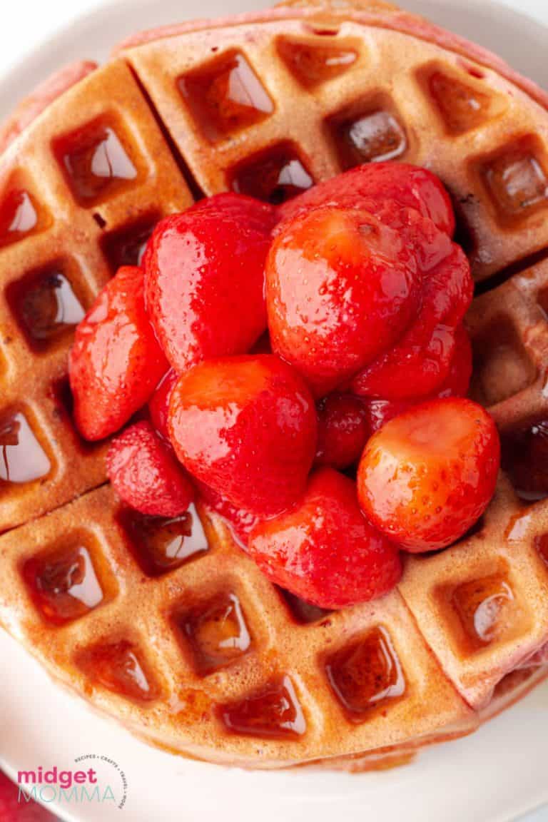 Homemade Strawberry Waffles Recipe • MidgetMomma