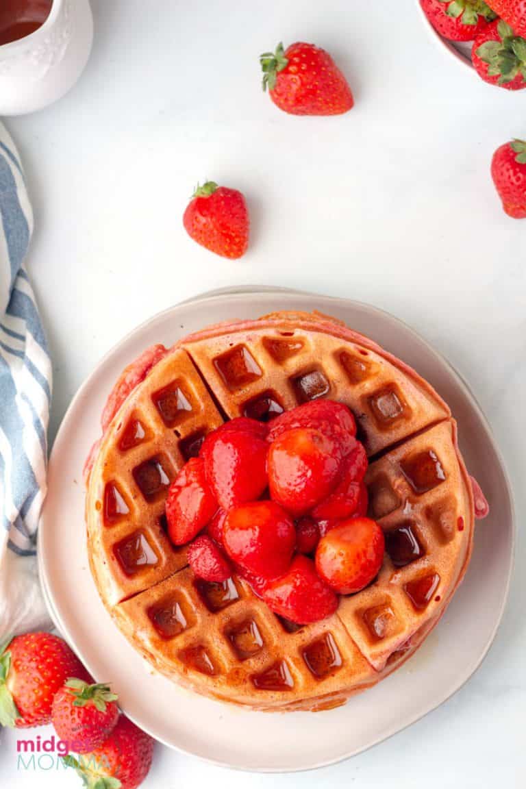 Homemade Strawberry Waffles Recipe • MidgetMomma