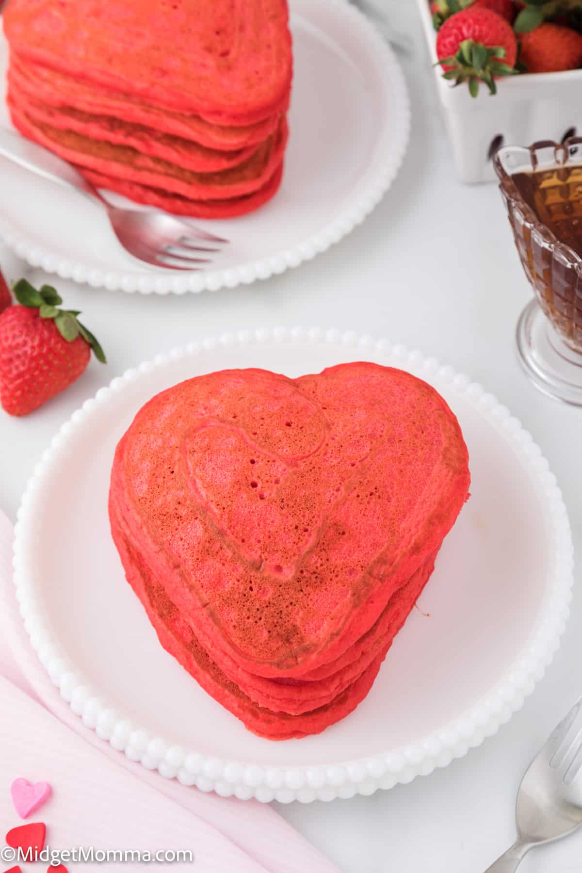 heart pancakes on a plate