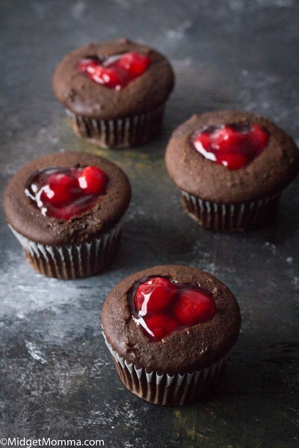 chocolate cupcakes with cherry filling
