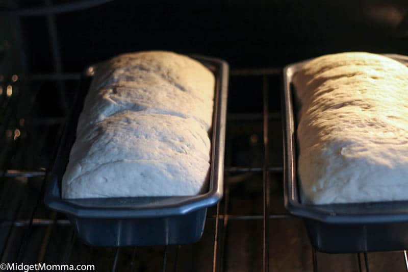 white bread baking in the oven